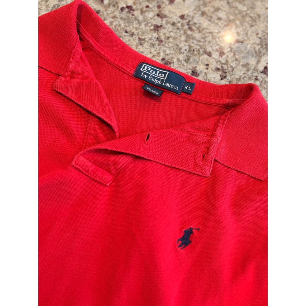 Polo Ralph Lauren Mens XL Red Short Sleeve Pique Cotton Polo Shirt Classic Fit